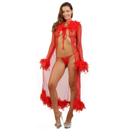 Votre site Erotique Fruits Défendus Deshabillé Long Plume Rouge
