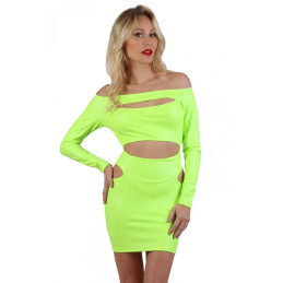 Votre site Erotique Fruits Défendus Robe ajourée Wetlook fluo