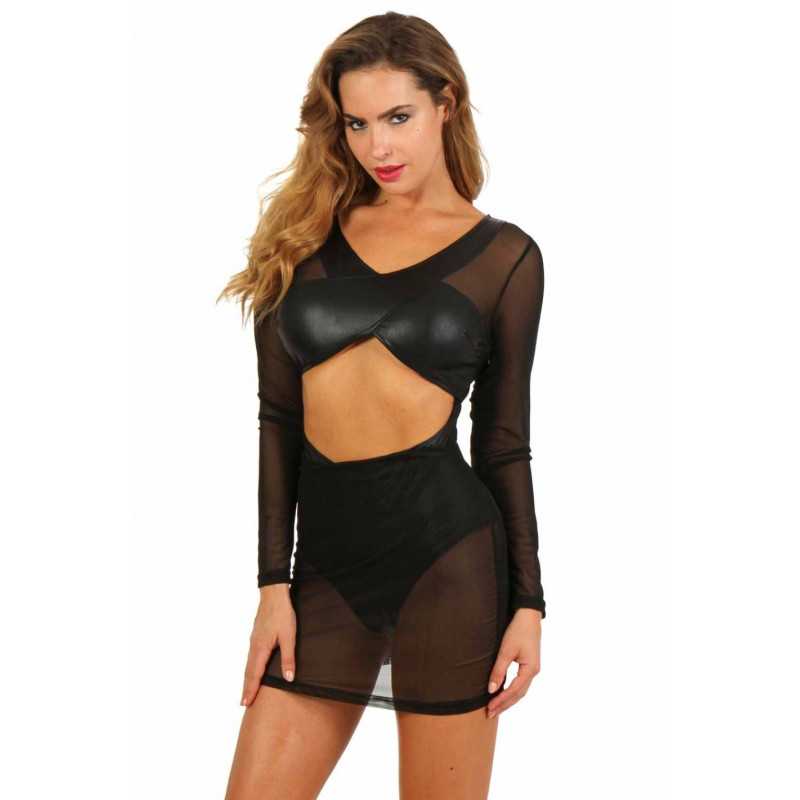 Votre site Erotique Fruits Défendus Robe Body Wetlook et Voile